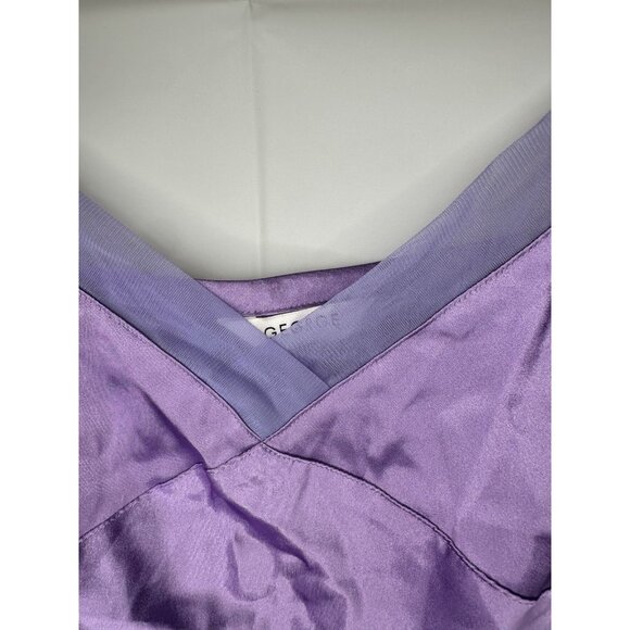 GEORGE Cami Tank Top Shiny Smooth Satin Purple Lace Baby Doll XL(16/18) - Picture 4 of 8